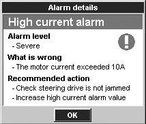 Turn the Control Dial to select an alarm in the list and press to see the Alarm details. 3-12-4 Alarm details The alarm details window shows extra detail on an individual alarm.