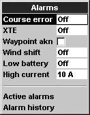 6-5 Setup > Alarms Some of the AP380 alarms are user configurable.