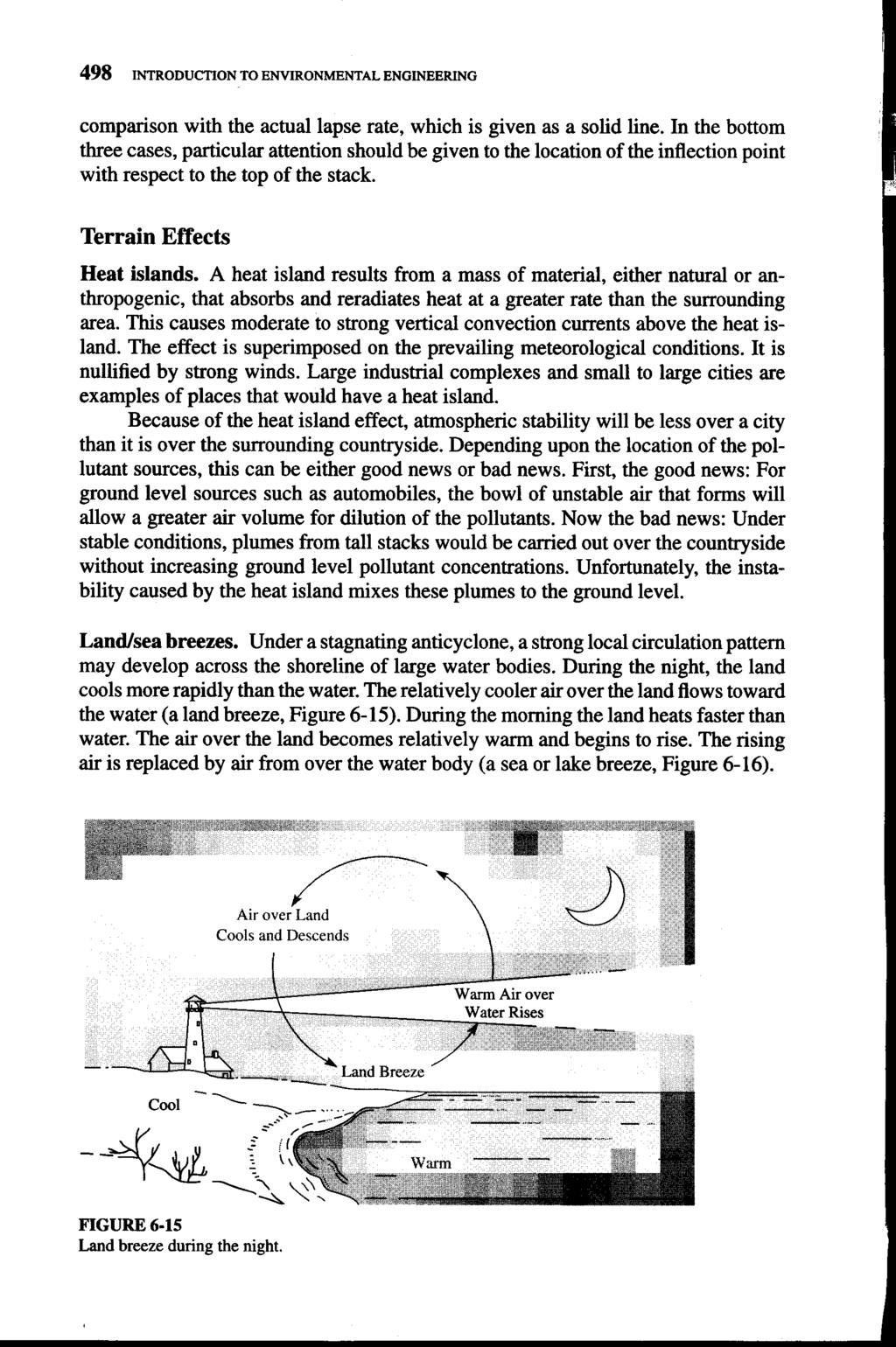 498 INTRODUCTION TO ENVIRONMENTAL ENGINEERING comparison with the actual lapse rate, which is given as a solid line.
