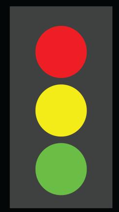 They can each have their own traffic light or all be controlled by the same one. When stopping at a traffic light there is a thick white line painted on the ground to mark where to stop.
