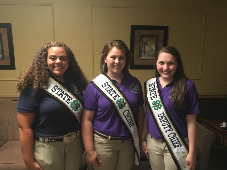 These new officers are: Chief Emily Nave, Rutherford County Deputy Chief Shelby Mainord, Putnam County Scribe Shaylyn Melhorn, Morgan County These officers, which are part of State 4-H Council, will