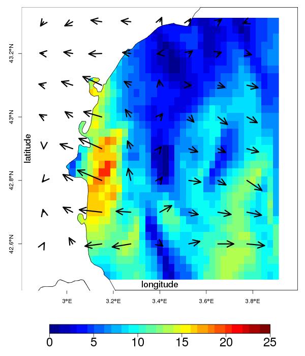 Figure 6 : Time series of significant wave heights from the buoy and runs 1 and 2 at Porquerolles.