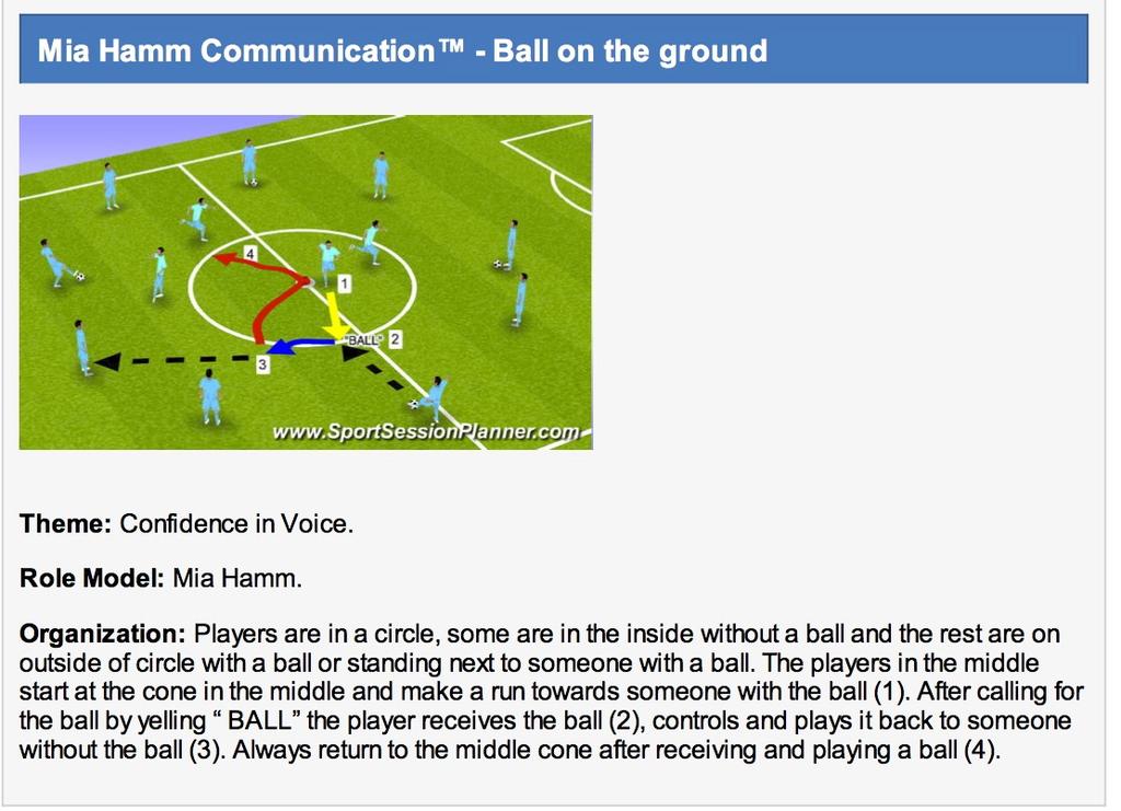 Remind players that they can only receive the ball if they call for it. Start simple with Ball, then Peace!