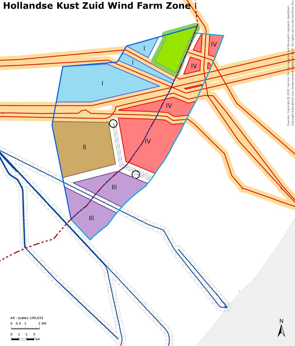 For each site of the KHZ Wind Farm Zone, 2 different designs are made assuming the maximum