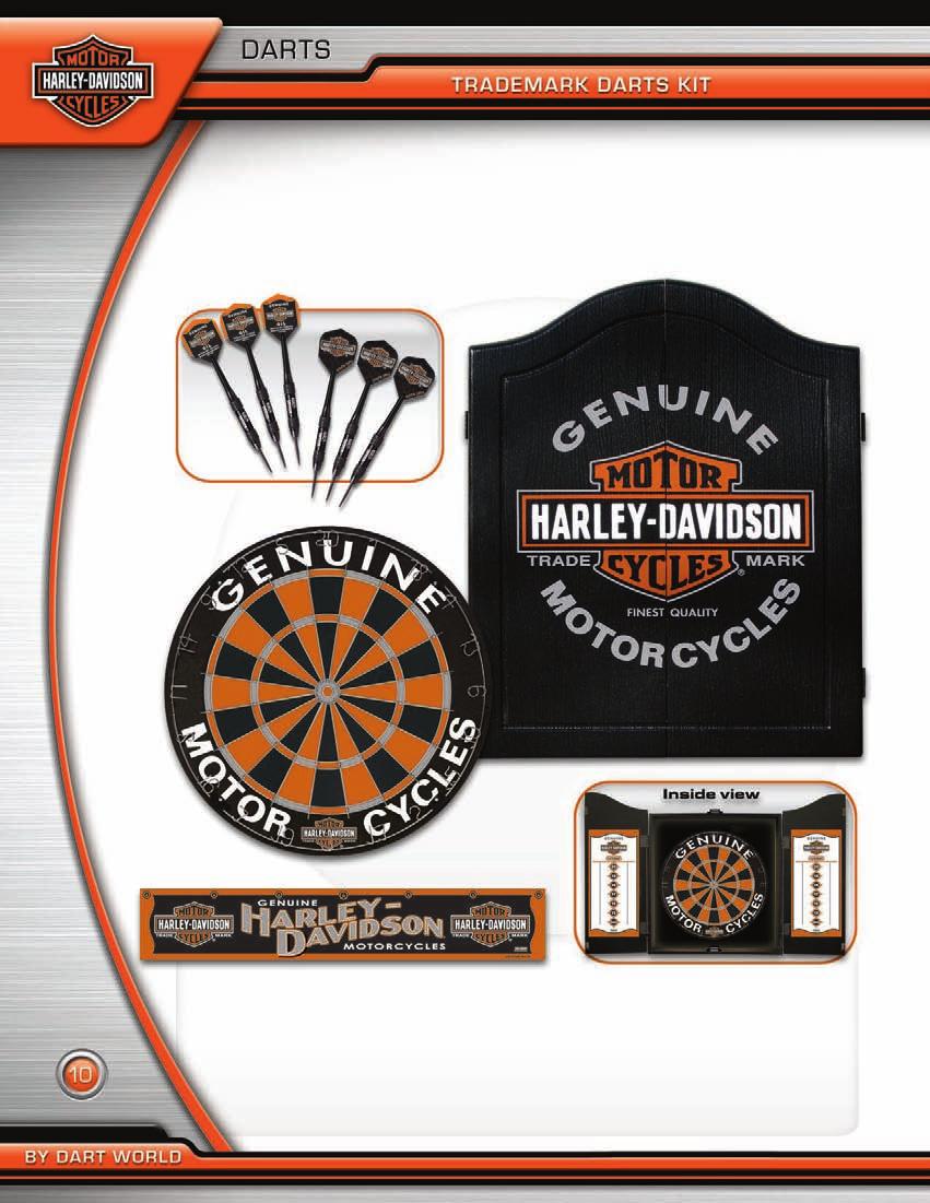All the Gear You Need The Harley-Davidson Trademark Darts Kit has all the gear you need to play the game of darts.