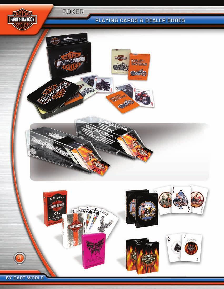 H-D Collectible Card Set 2 decks of cards with motorcycle images Casino quality Collectible Tin Dimensions: 4 1 /4 x 5 3 /4 x 3 /4 635 (Std.