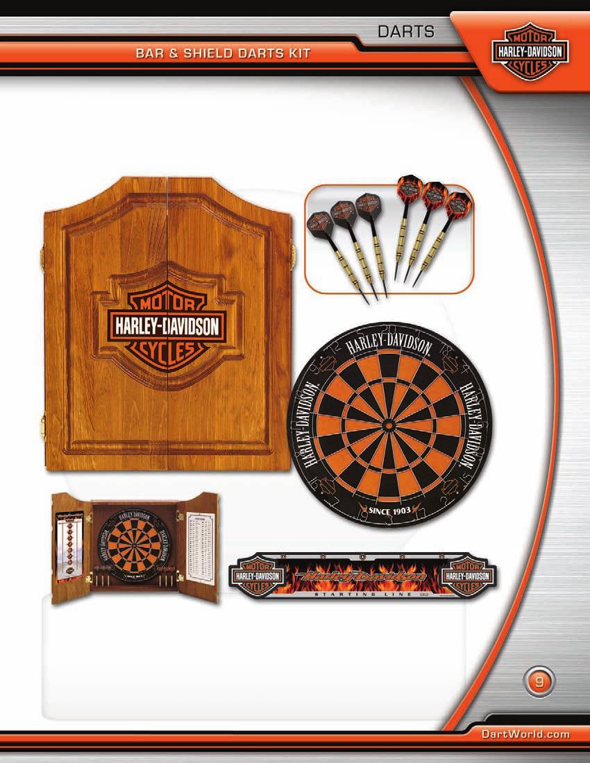 All the Gear You Need The Harley-Davidson Bar & Shield Darts Kit has all the gear you need to play the game of darts. Open the package set it up and you re ready to play.
