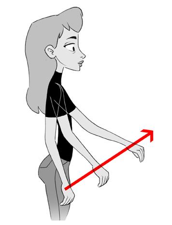 Arc Errors Wrong The arm is too short in the middle pose. Right The most common error in drawing arcs is to not draw arcs. In other words, to incorrectly draw a straight path of action.