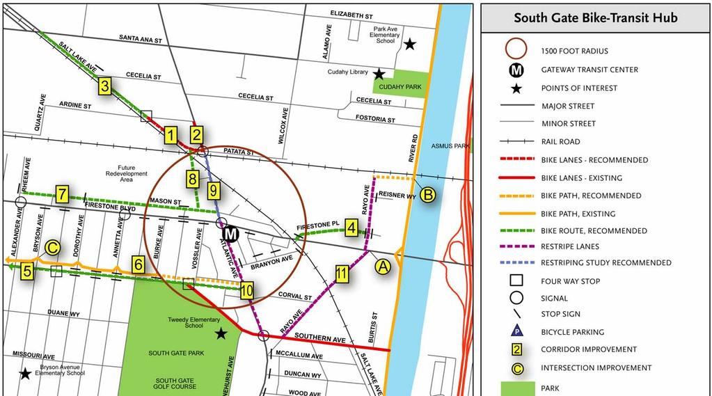 SECTION 3: BIKE-TRANSIT HUBS Map 11 South Gate