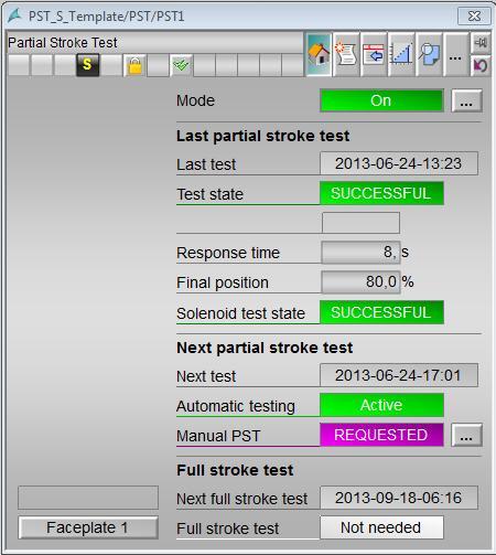Partial Stroke Test Overview Partial Stroke Test Data display of latest Partial Stroke Tests with (1) Date Result Test data