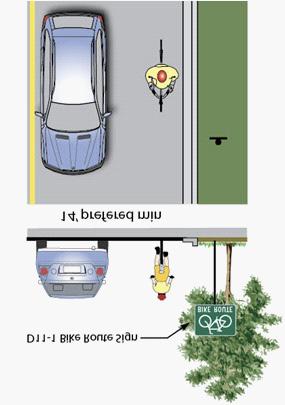 Kern County Bicycle Master Plan and Complete Streets Recommendations 183 Shared Lane Markings (Sharrows) Use D11-1 Bike Route sign as specified for shared roadways Place in a linear pattern along a