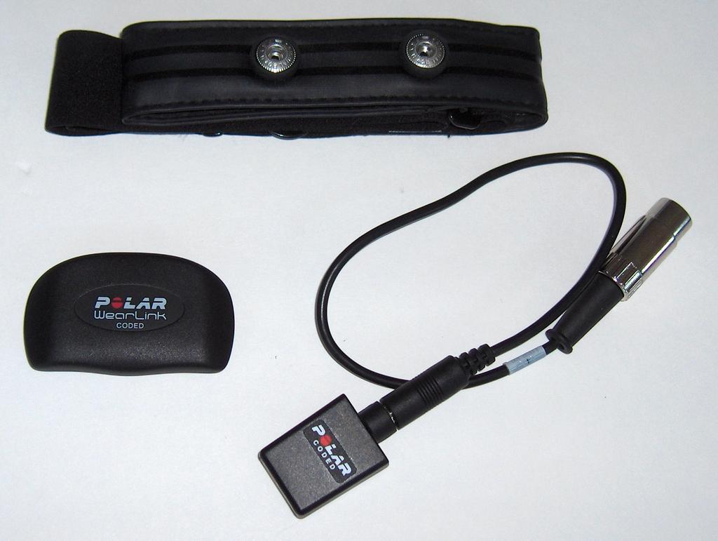 12. Plug the connector of the PHRM-220 receiver into the HR input on the iwire-ga. Figure HE-9-S8: The PHRM-220 transmitter, belt, and receiver set.