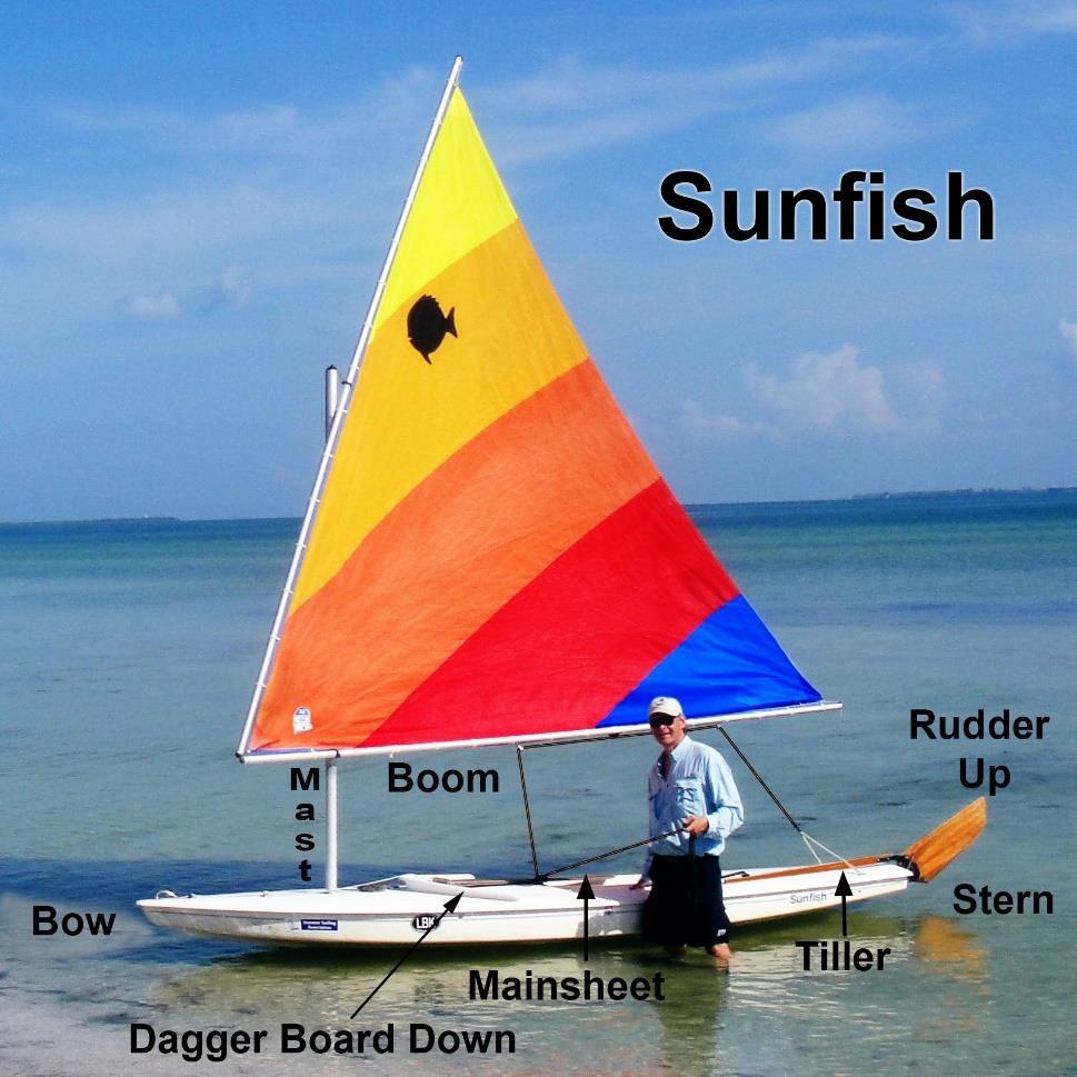 Riddle: Where do you take a sick boat? (See last page) Parts of a Sunfish The Boom is connected to the bottom of the sail. The Mainsheet is a line that controls the mainsail.