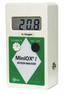 Powered by one 9-volt battery, the MiniO 3000 Oxygen Monitor provides up to 1500 hours of use. Each unit is shipped complete with sensor, coiled cable, tee adapter, and battery.
