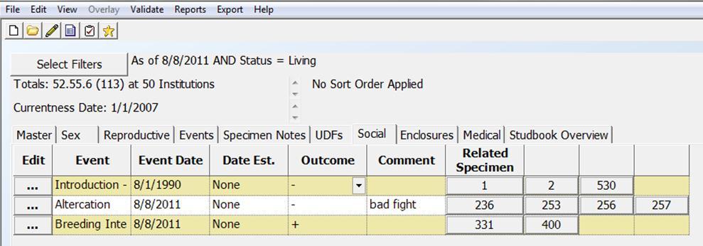 The User Defined Fields (UDF) Table contains any UDFs created in SPARKS for your imported studbook population. UDFs can be used to define subpopulations within your studbook. Guidelines Note 2.