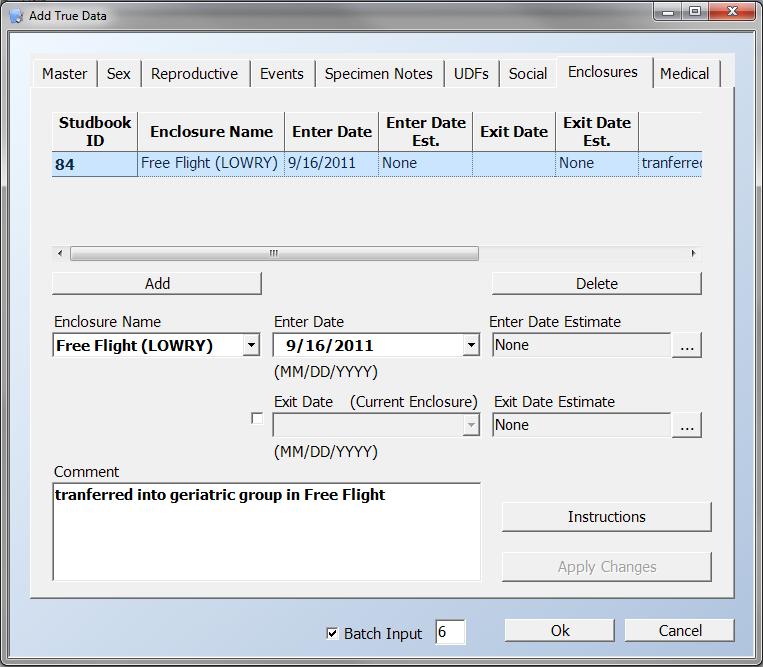 Creating Enclosure Records Once you ve created User Defined Enclosures, you can add data into the Enclosures data table.