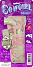 Also comes in Bulk #4709B.  Cowgirl Die-Cast Metal 8 Pistol with Holster & Belt.