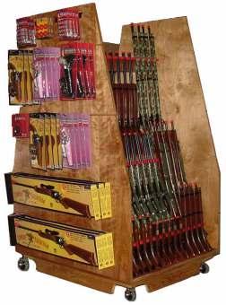 both sides total count Can hold 8 Boxed Double Holster Sets Can hold 16 Caps or Ammo Can hold 8 Pop Up Targets Displays one Pop Up Target The