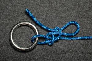 Instead of using that overhand knot, it ends up being a figure eight knot. Suppose you ve passed a rope around the left side of a tree, with the free end on the right.