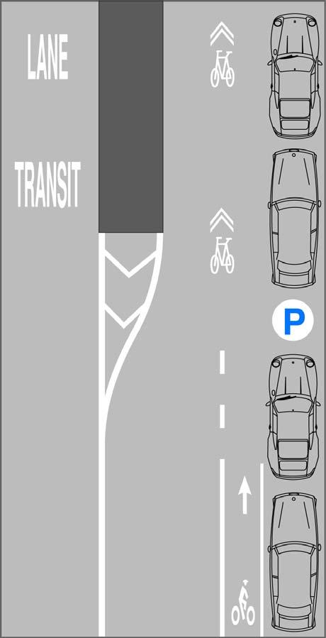 Discontinuity of bike lane undesirable but generally for short distance, so use