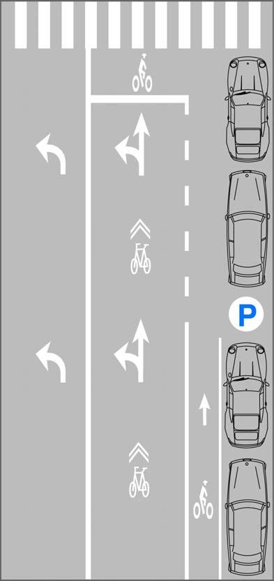 taking the lane after the intersection: On a red light, via a bike lane