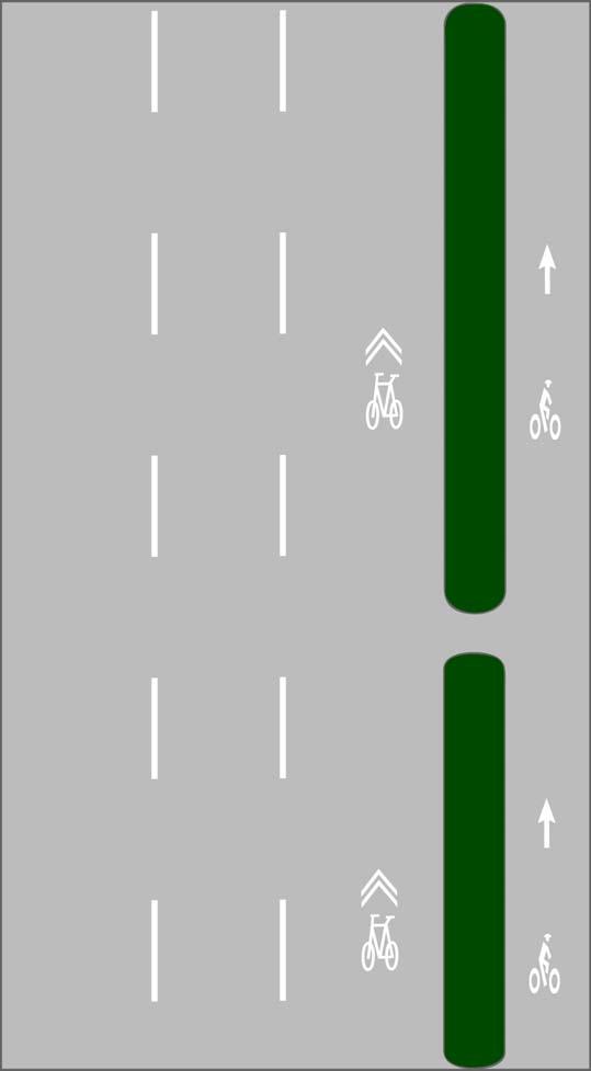 Along Separated Bikeways Separated bikeways along the roadway include one- or two-way paths Preferable to still allow cyclists to use roadway, especially faster cyclists