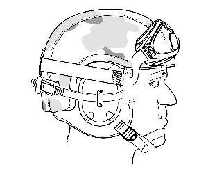 ACVC Helmet Configuration, Lightweight Strap 21 5. Don the helmet with the goggle stowed on top as shown in Figure 20(A). Fasten the chinstrap, and make all necessary adjustments. 6.