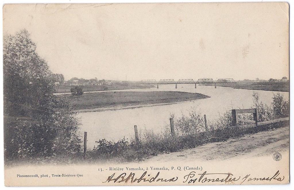 Item 251-03 Signed by the Postmaster 1906, 1 Edward on Pinsonneault No.13 postcard with A.B.