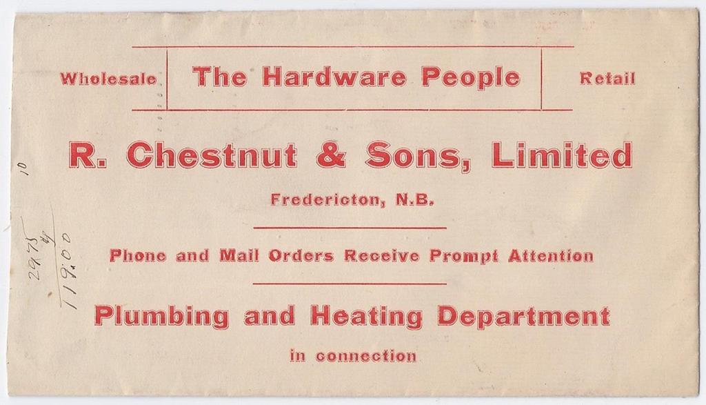 Item 251-12 Fredericton NB Hardware 1916, 2 +1