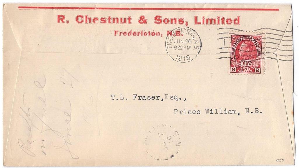 R. Chestnut & Sons advertising cover to Prince