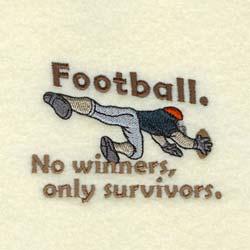 Football Survivors CD122710TK Stitches:7273 2.24" H X 3.08" W 57 mm x 78 mm 1 Tan Legs, arm, face [m1062] Peace Love Football CD122710TL Stitches:2970 1.08" H X 3.