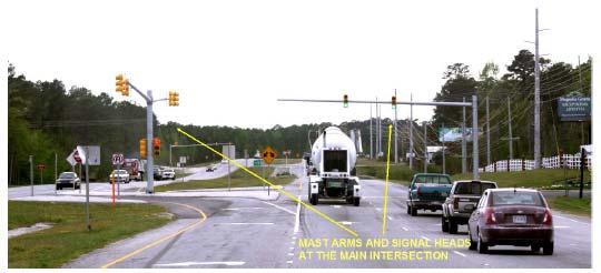 Figure 26: Possible Signal Pole Locations at an RCI In practice the vast majority of signal poles for the minor street right turns are located in the median.