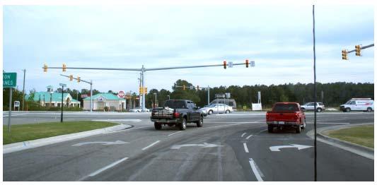 Figure 30: Signal Pole Locations on the Minor Approaches of an RCI on US-17 in rth Carolina SIGNAL OPERATIONS Reduced conflict intersections offer operational benefits over conventional intersections.