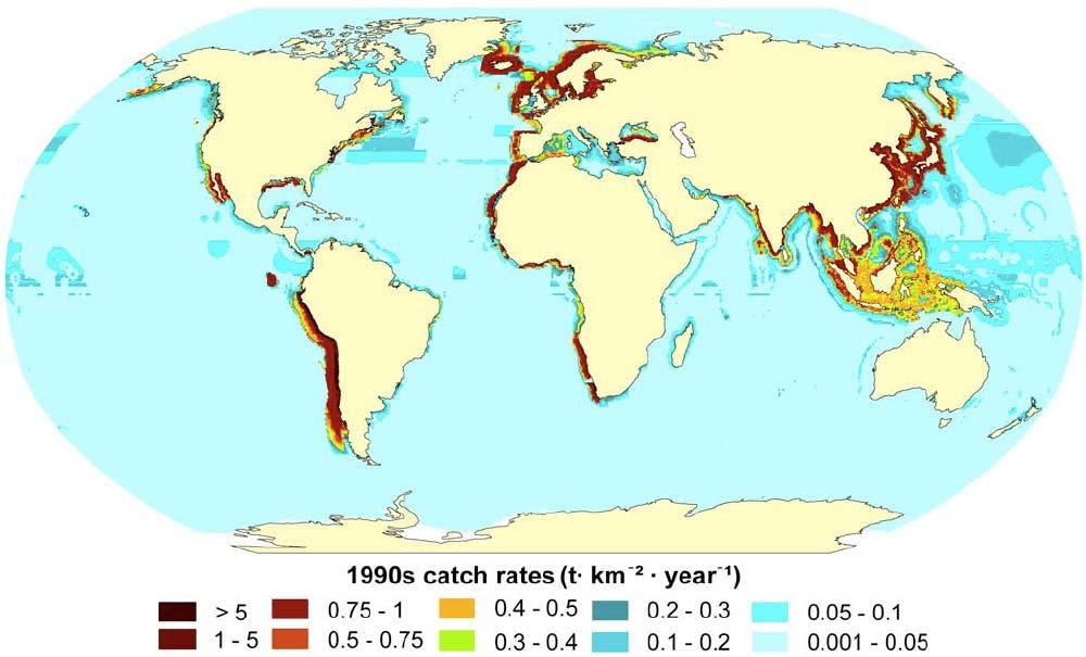 Figure 6. Mean estimated annual consumption of small pelagics by marine mammals in comparison to fishery catches in the 1990s (Figure from (Kaschner 2006).) Figure 7.