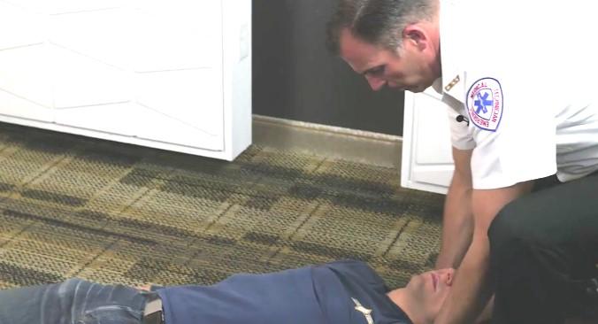 Adult Unconscious Choking Position Person: Lower person safely to the ground.