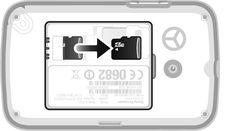 Vstavljanje kartice SIM Odprite pokrovček baterije in vstavite kartico SIM z zlatimi priključki navzdol.