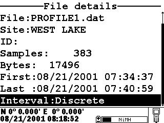 Note that the size of the file is shown in two different ways: (1) the number of samples (logged data points of several parameters) and (2) the total number of bytes of memory occupied by the file.