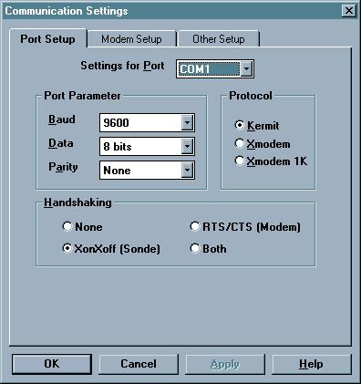 EcoWatch for Windows Section 4 Port Setup This is where you can set port parameters, file transfer protocol and handshaking for each of the ports that you will use.