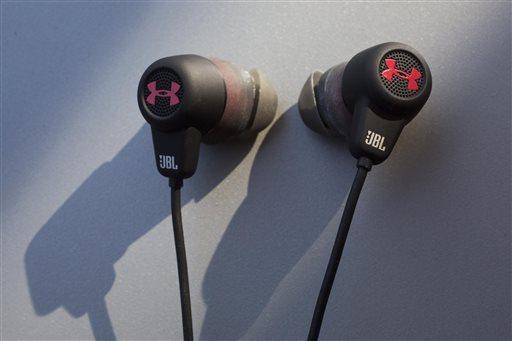 In this Jan. 4, 2016, file photo, Under Armour's Headphones Wireless, developed by JBL, are displayed in New York.