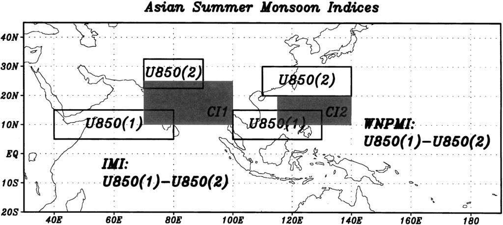 4076 JOURNAL OF CLIMATE VOLUME 14 FIG. 2. Schematic diagram for the definition of the monsoon circulation indices, IMI and WNPMI.