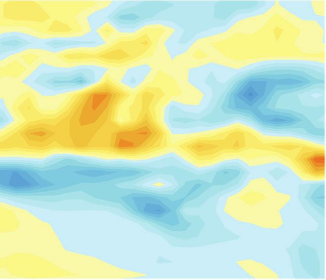 the TraCE-1k climate model 45 (annual-mean precipitation anomalies, colour shading).