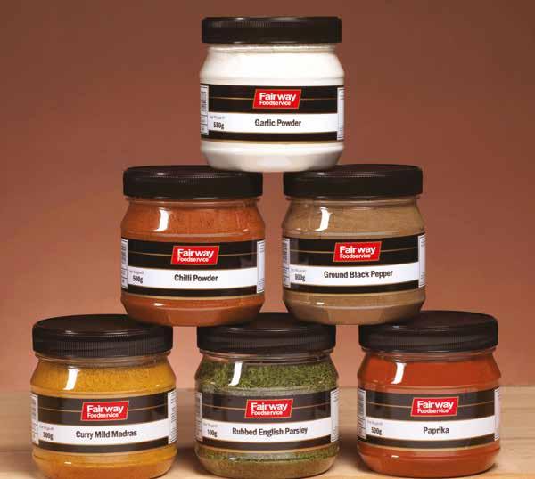 Herbs & Spices Sizes vary Our extensive range of quality herbs, spices and seasonings, packed in premium plastic re-useable jars.
