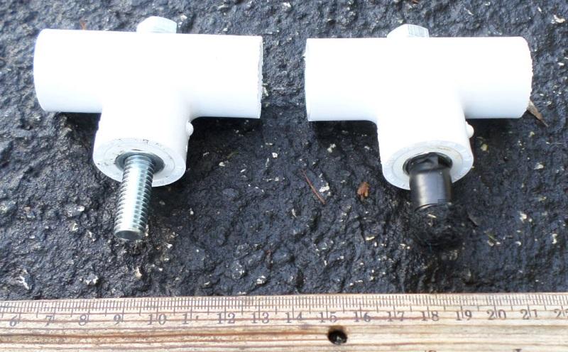 To construct the cement base, fill a 40 cm oil pan with cement. Before the cement dries, set a 2-inch PVC coupling into the cement.