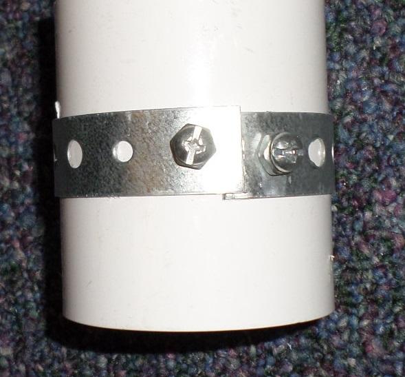 The four test points and common ground for the leg of the platform are inserted into 2-inch PVC couplings.