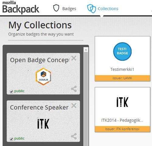 backpack, badges can be displayed in websites,