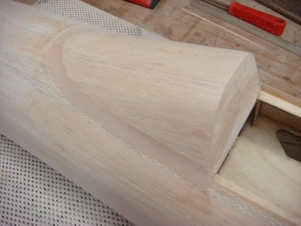 balsa stringers and sheet/plank with 1/16 balsa. The wing fillet starts at the high point of the airfoil and flairs out about 1 on to the wing.