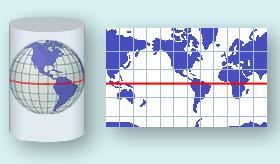 Mercator Projection Advantages Easy to use rectangular grid Straight lines cross Meridians at constant angle (Rhumb