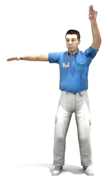 throw. The referee raises a hand once or twice with the palm turned upwards. Fig.