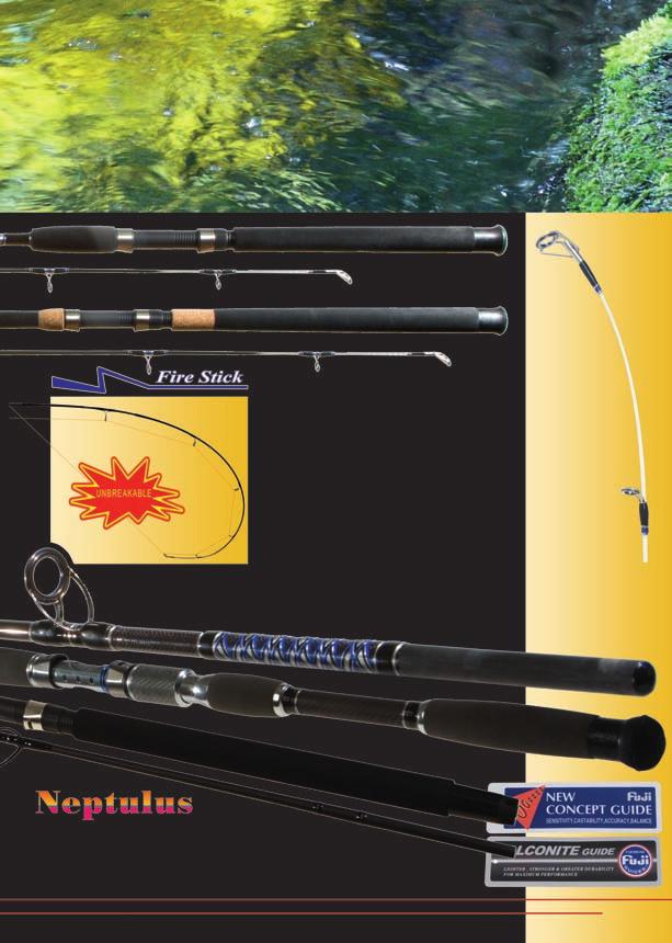 Byron Carbon Fire Stick 1 Rods designed for usage as boat or spinning rods. As these light-weight rods are unbreakable they are also highly recommended as travel rods, too.