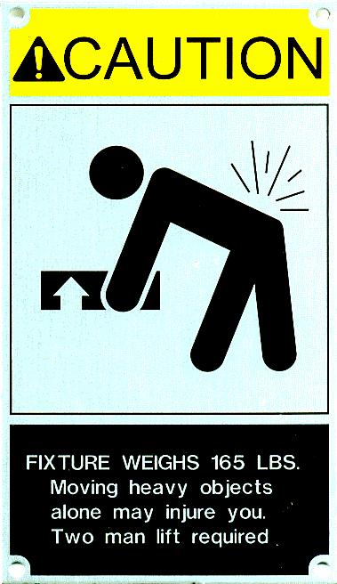 3.3 CAUTION CAUTION -indicates a potentially hazardous situation which may result in minor or moderate injury. 3.3.1 WEIGHT - LIFTING HEAVY DEVICES Weight 1. Weight 2.
